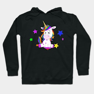 Cute unicorn rainbow colors and stars T-Shirt Hoodie